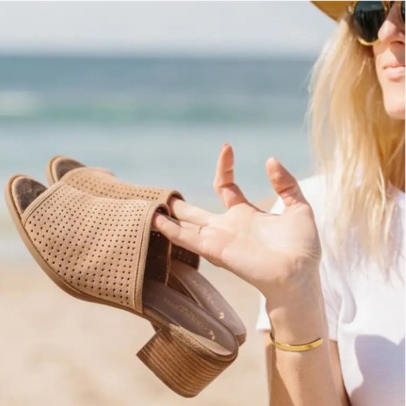 UGG Shoes - Koolaburra by UGG Raychel Tan Suede Perforated Slip On Mules Slide Sandal 9